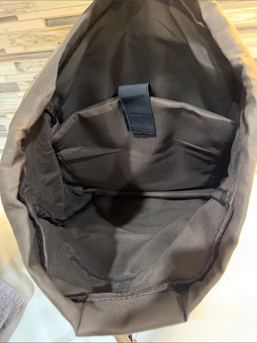 Topwolf Olive Canvas Backpack with Brown Leather Straps